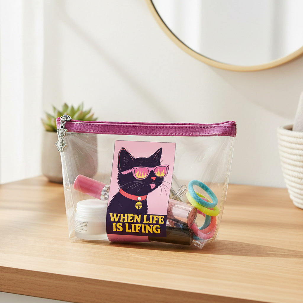 Neceser transparente gato gafas