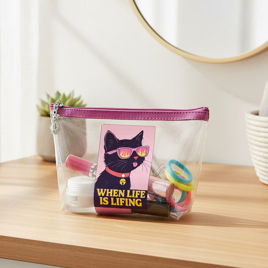 Neceser transparente gato gafas