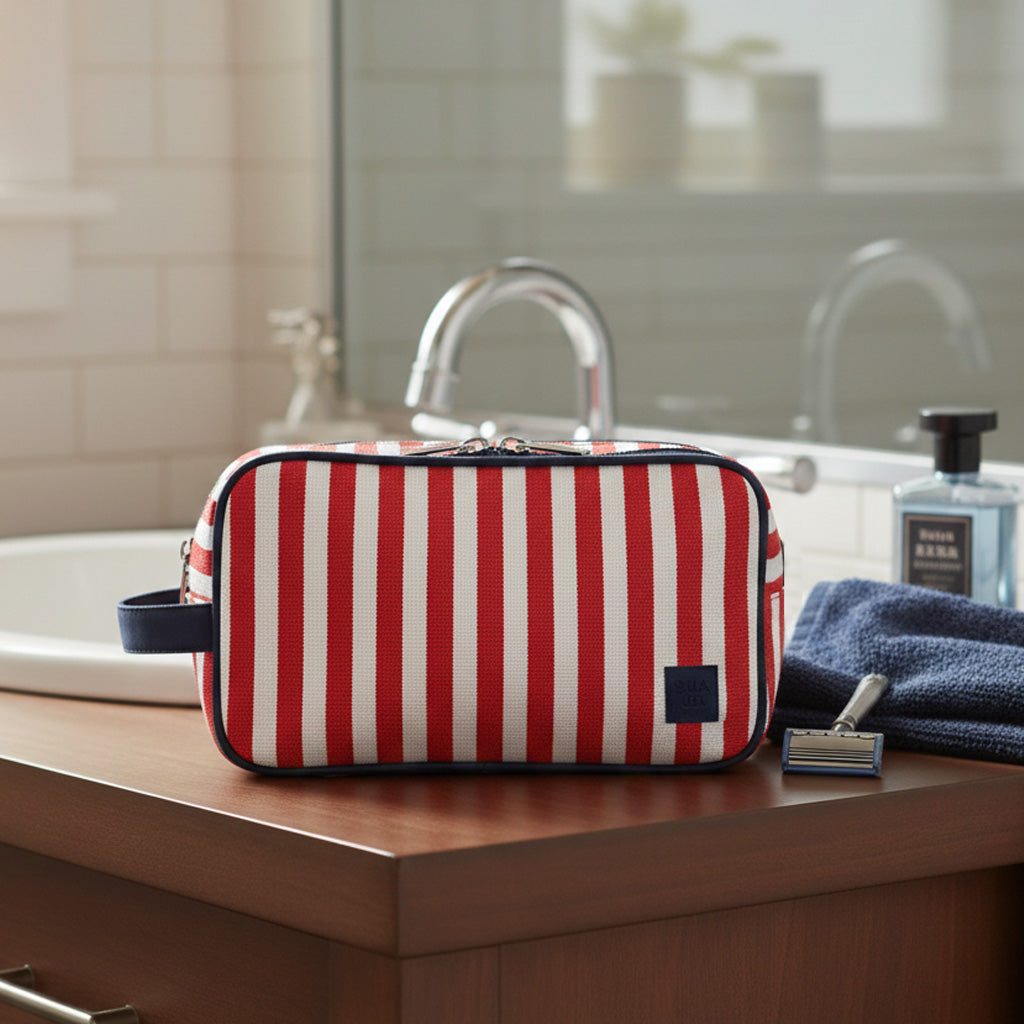 Neceser doble cremallera rayas