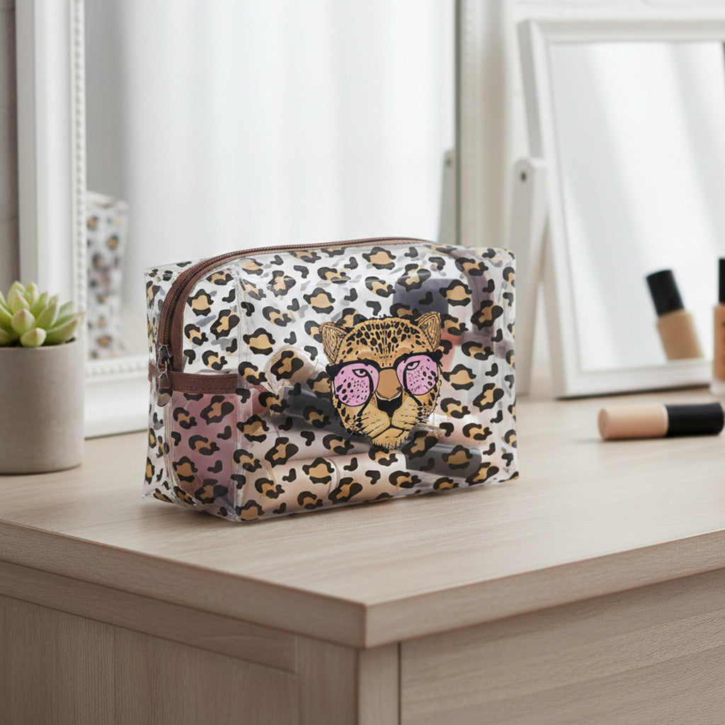 Neceser transparente Leopardo