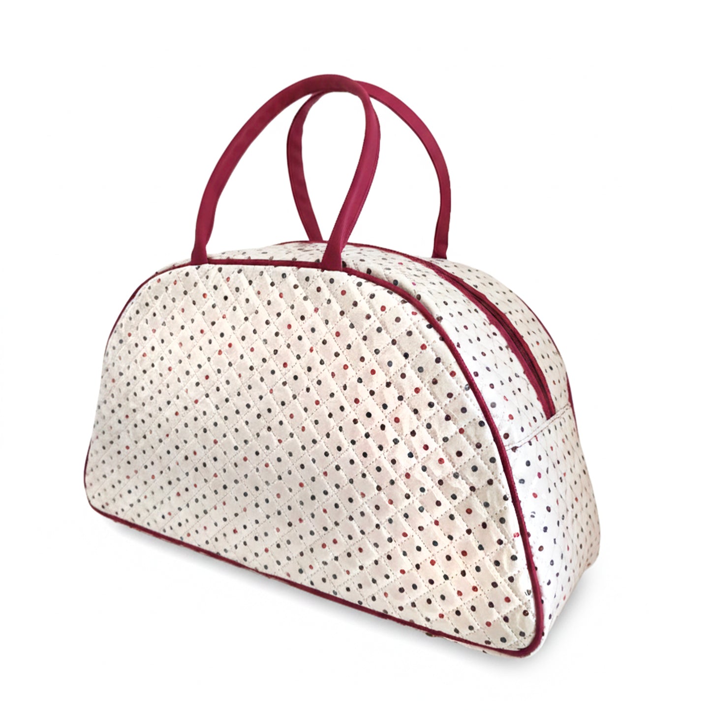 Bolso acolchado de fin de semana con estampado de lunares de colores