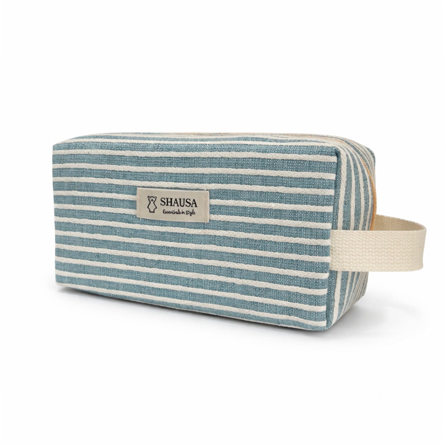 Neceser de viaje rectangular rayas azul con asa lateral