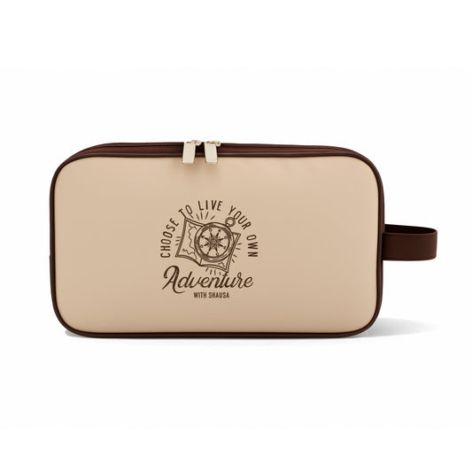 Neceser doble cremallera beige