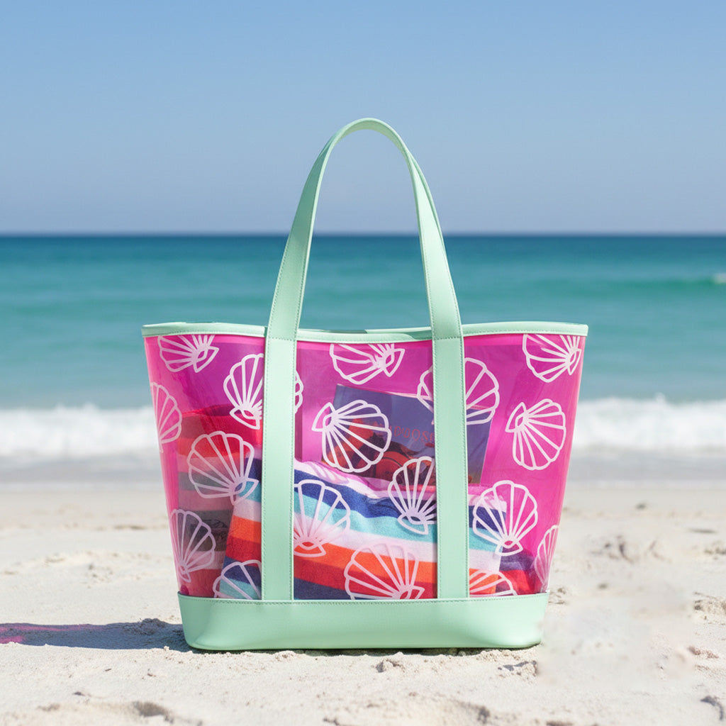 Bolso traslúcido conchas