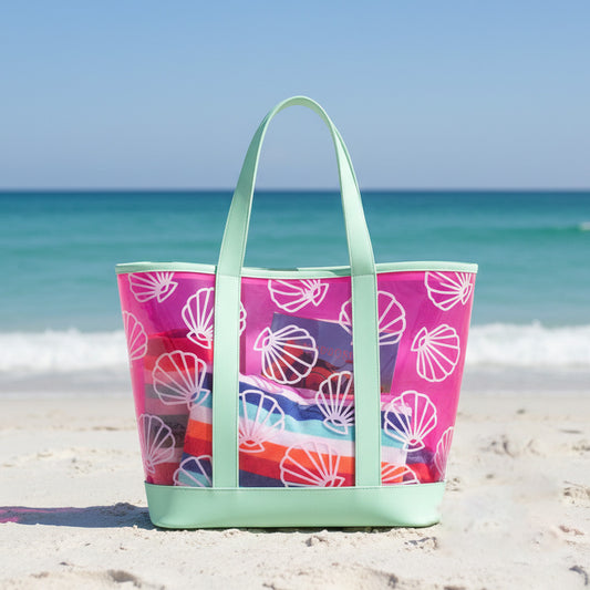 Bolso traslúcido conchas