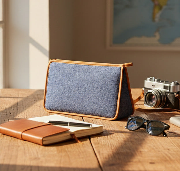 Small semi-round toiletry bag
