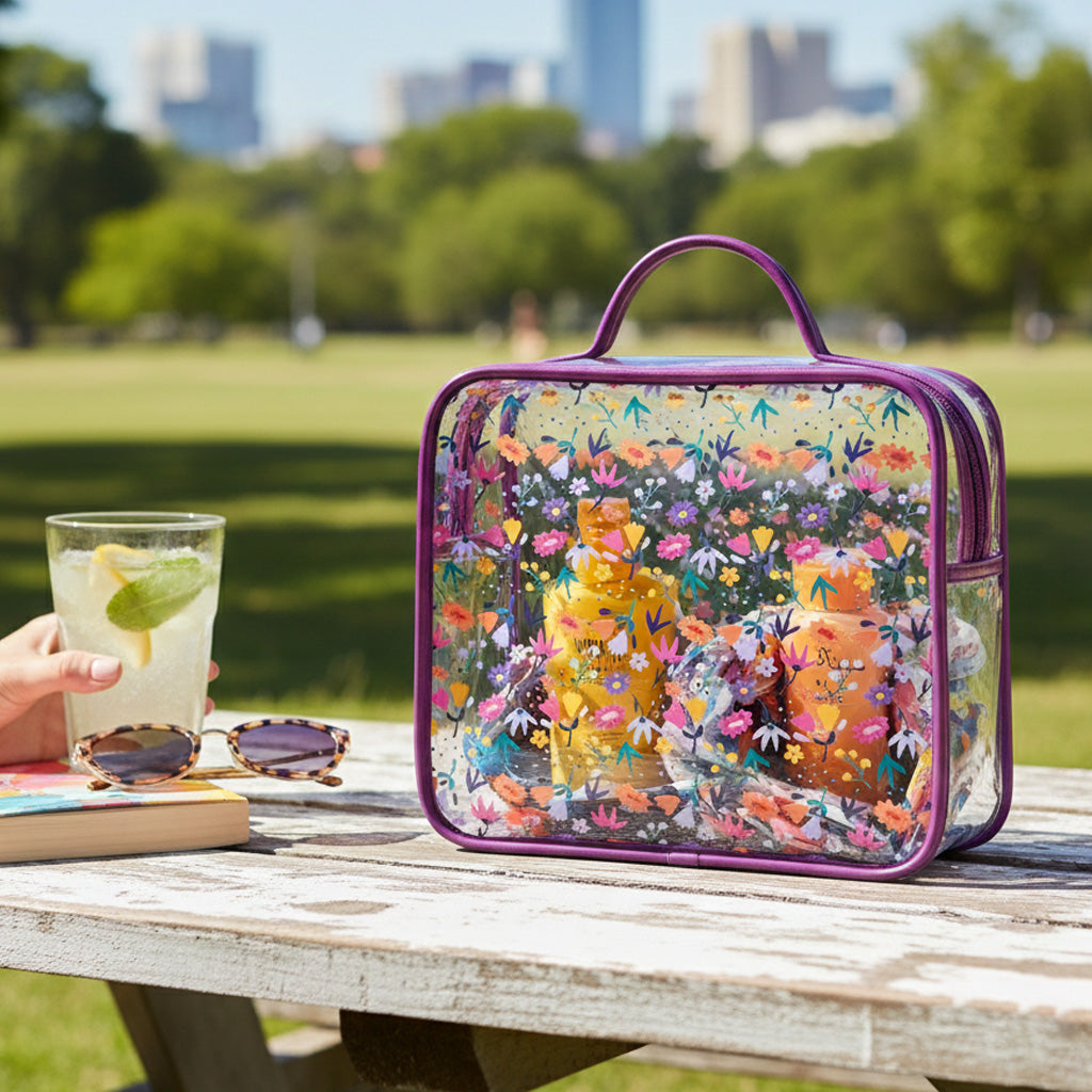 Bolso neceser transparente flores