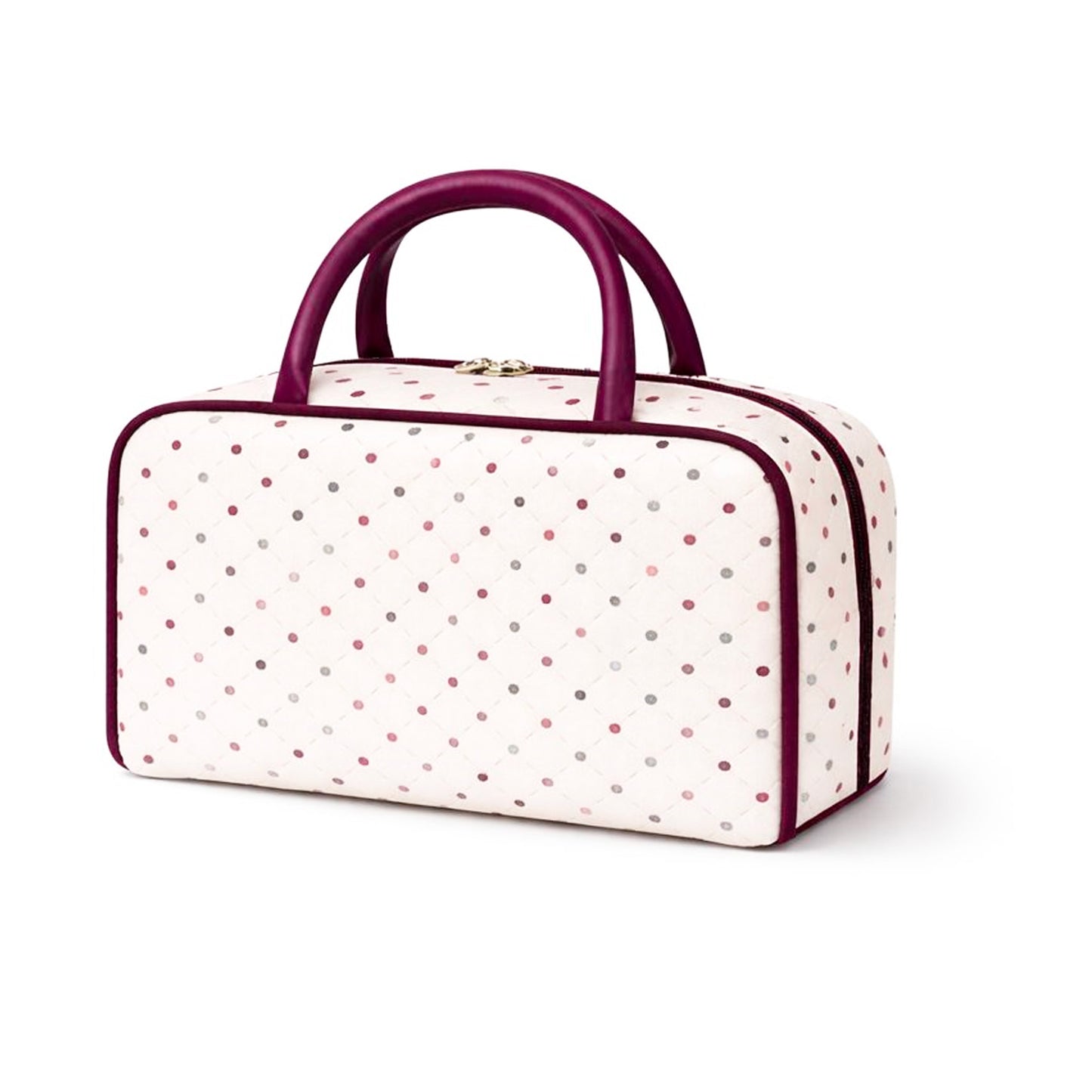 Bolso acolchado de algodón plastificado con lunares multicolor