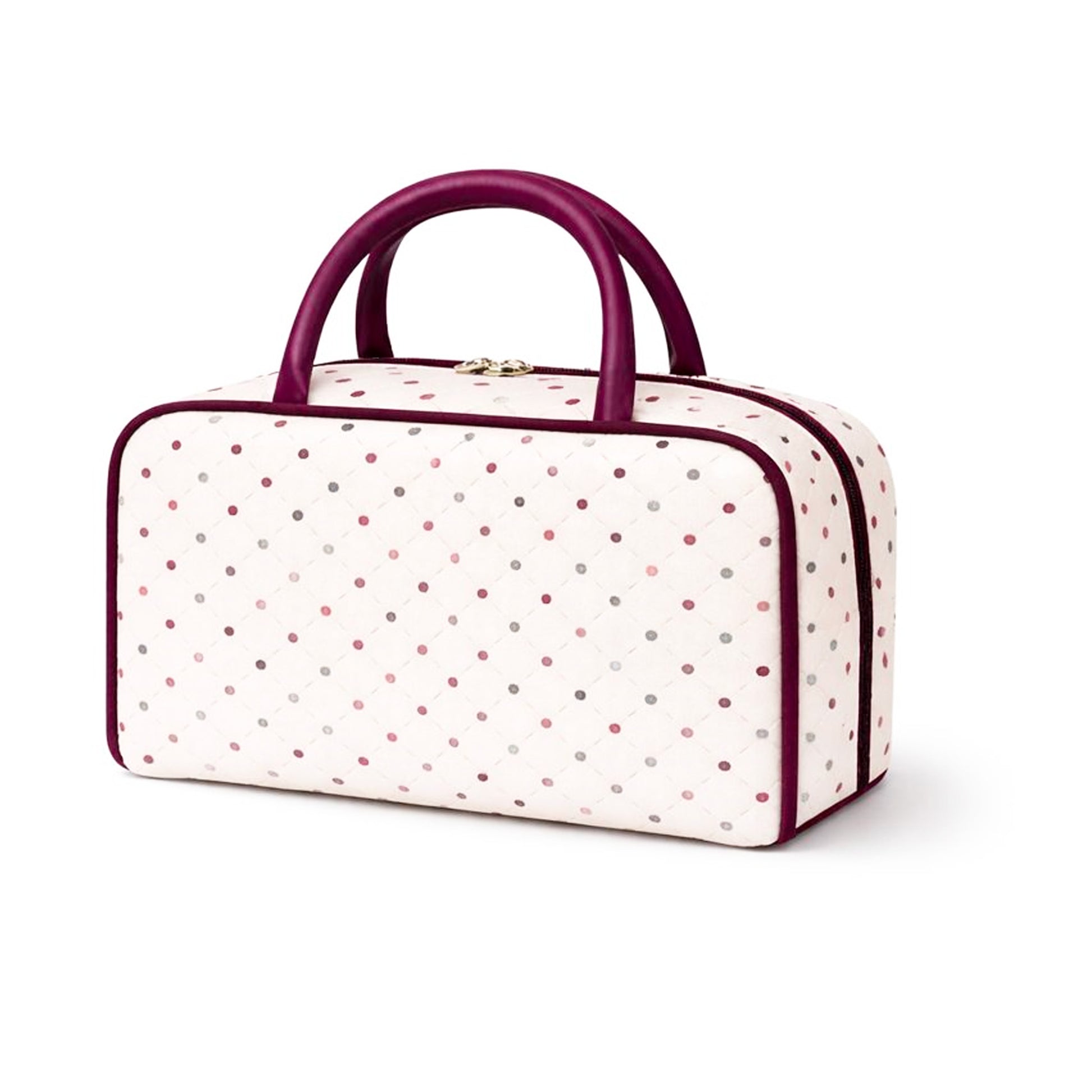 Bolso acolchado de algodón plastificado con lunares multicolor