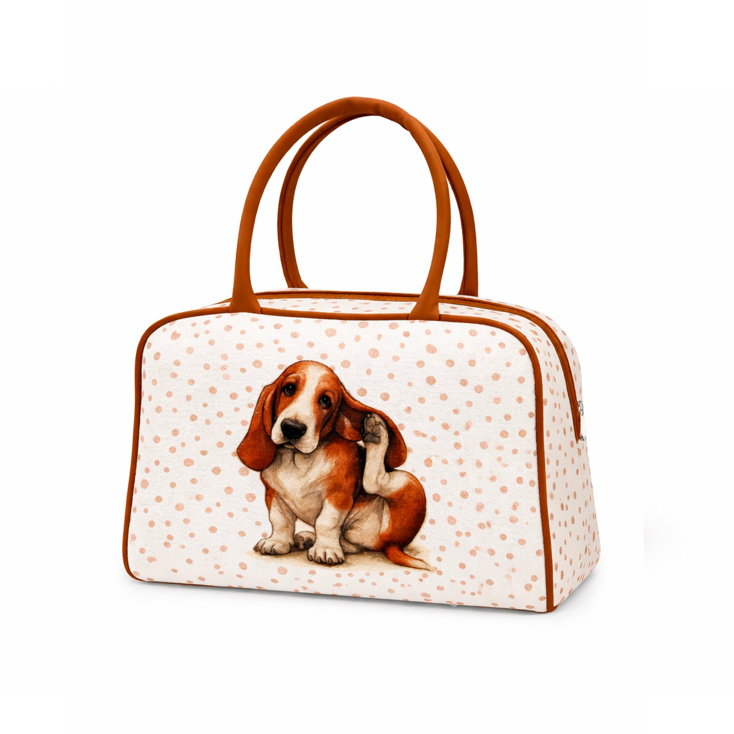 Bolso tamaño medio estampado con perro y lunares
