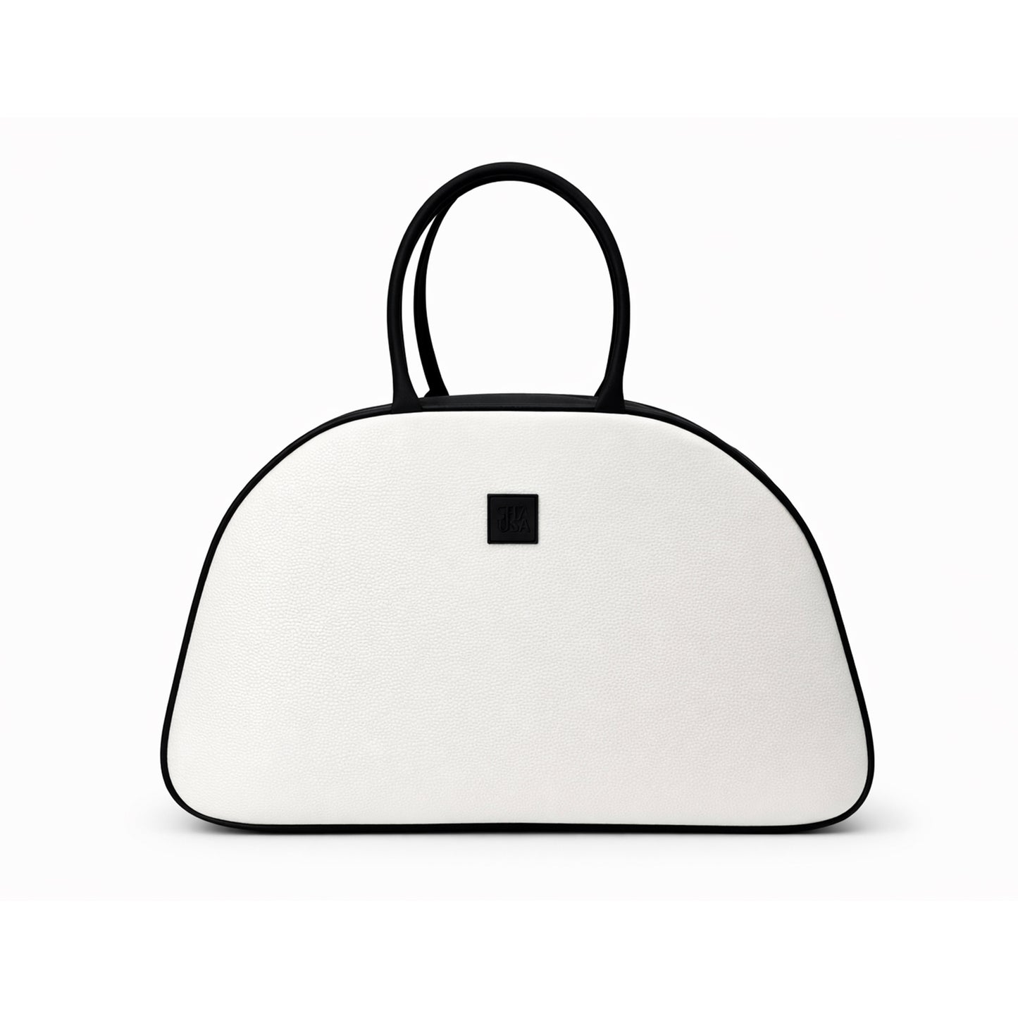 Bolso fin de semana elegante bicolor blanco perlado y negro
