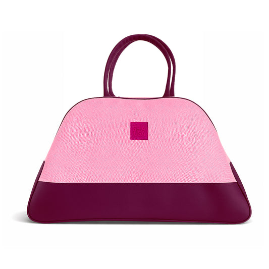 Bolso fin de semana de mano rosa y uva con acabado brillante