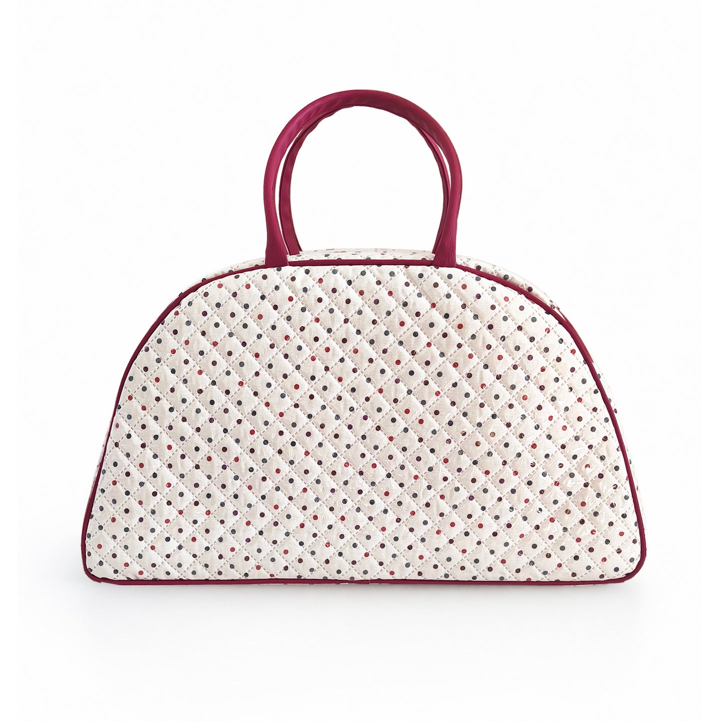 Bolso de fin de semana acolchado de algodón plastificado con lunares