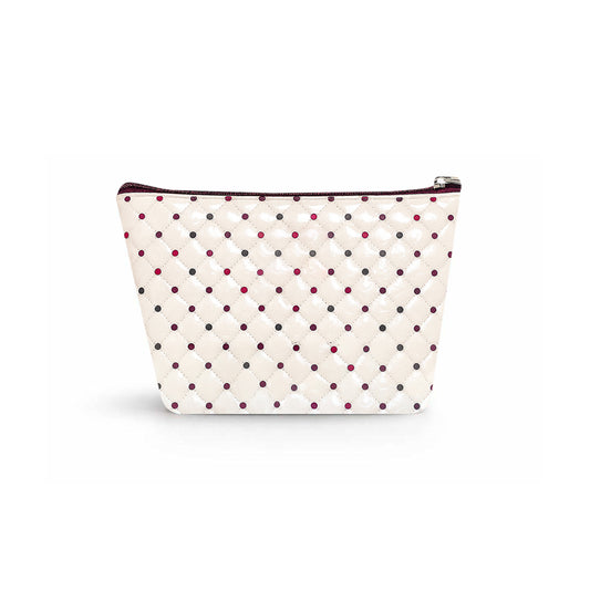 Neceser acolchado de algodón plastificado con rombos y lunares multicolor