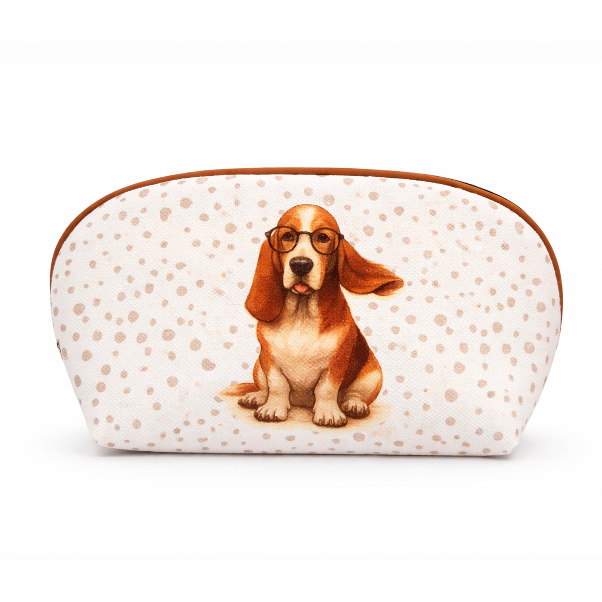 Neceser amplio estampado con perro y lunares