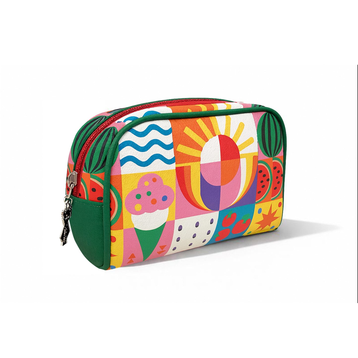 Neceser mediano estampado multicolor con laterales verdes