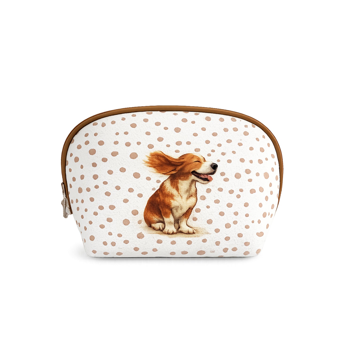 Neceser pequeño estampado con perro y lunares