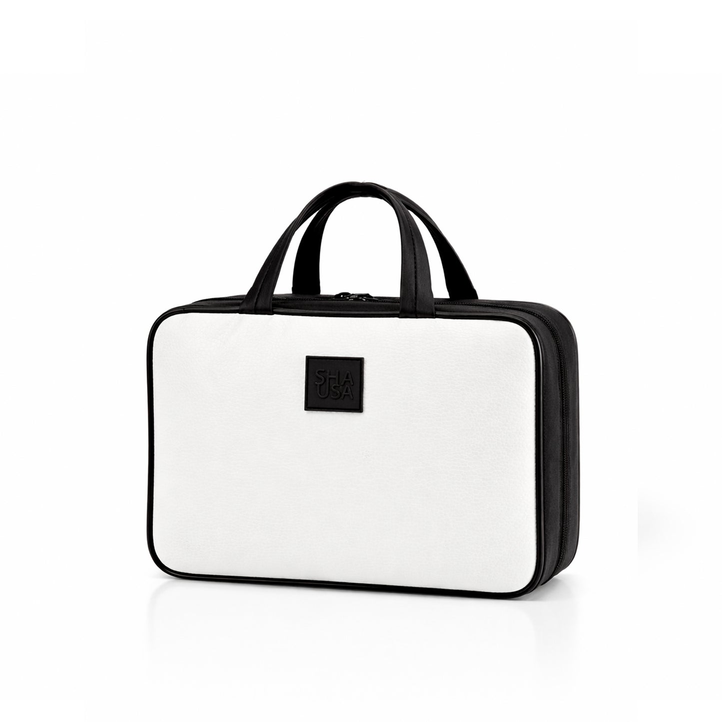 Neceser organizador de polipiel blanco perlado y negro