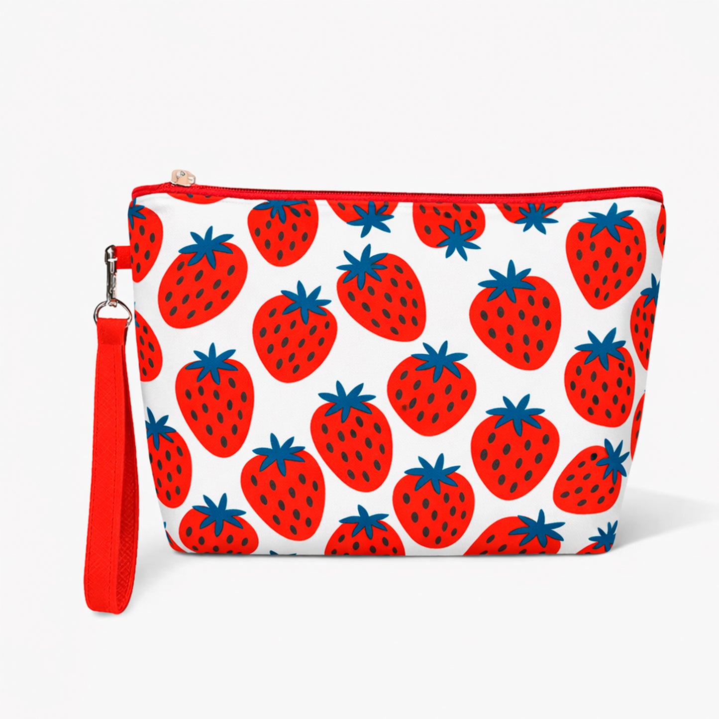 Neceser de polipiel estampado de fresas con asa desmontable