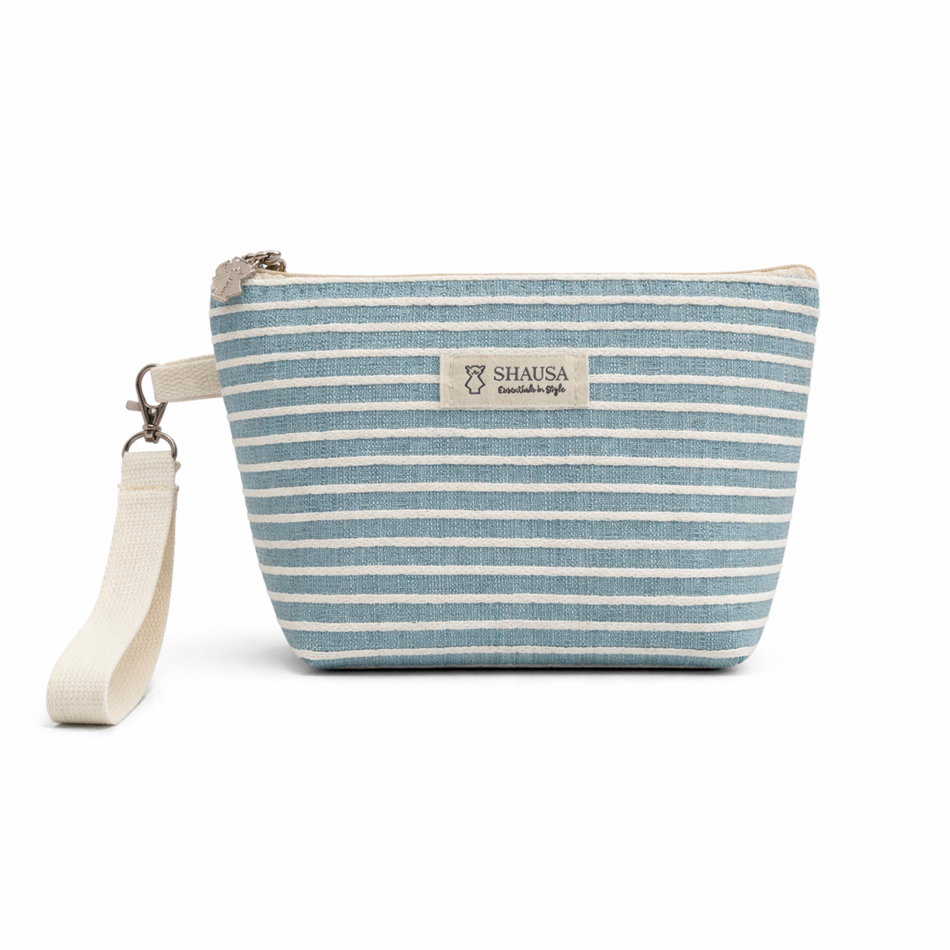 Neceser mujer rayas azul y blanco con asa de algodón estilo marinero