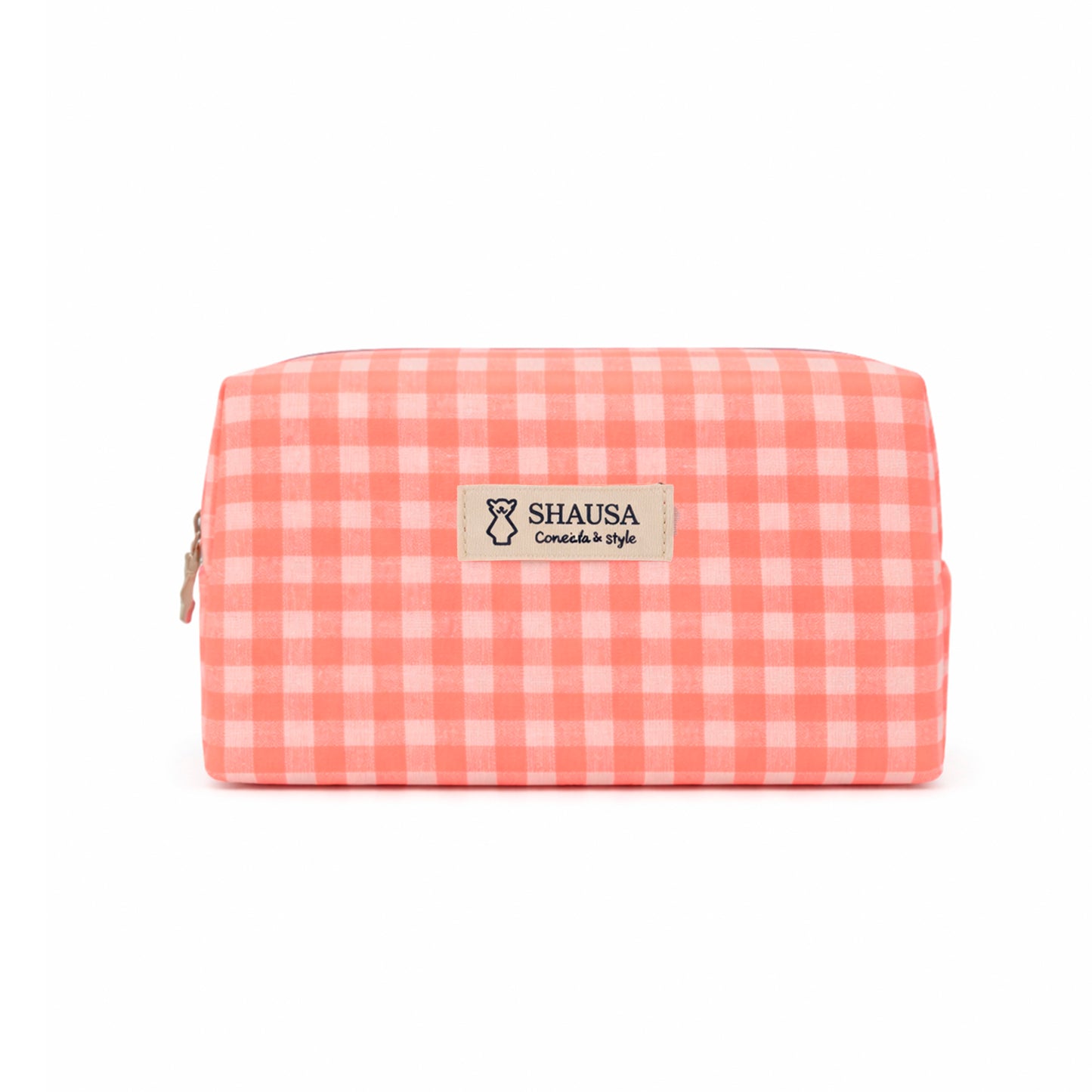 Neceser rectangular vichy rosa flúor y blanco